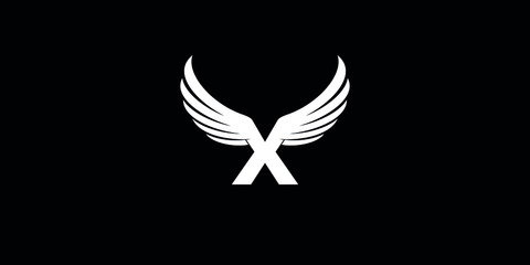 X initial letter logo design with wings