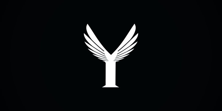 Y initial letter logo design with wings