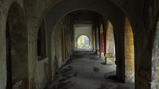 Archway of the old market building in Eleousa village, Rhodes Island, Greece