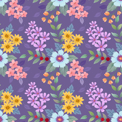 Colorful hand drawn flowers pattern vector design. can use for fabric textile wallpaper background.