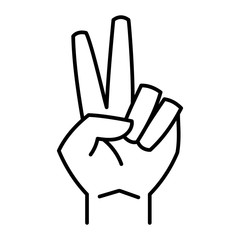 Victory sign icon. V-sign outline vector illustration.