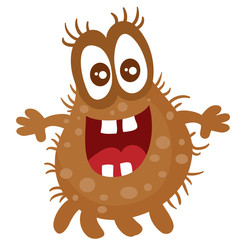 Virus, microbe, pathogen, germ. Vector icon. Brown illustration of micro bacteria isolated on white background,