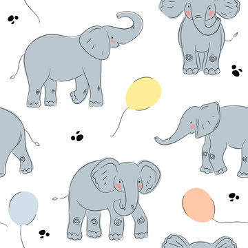 cute elephant seamless pattern