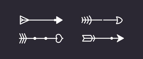 Vector tribal arrow in new modern style. Chalkboard Arrows hand drawn icons set.