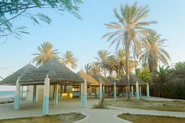 View of an abandoned hotel on the coast of Sousse