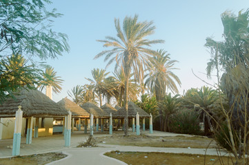 View of an abandoned hotel on the coast of Sousse