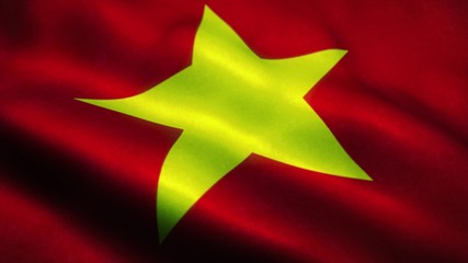 Vietnam flag waving in the wind. National flag of Vietnam. Sign of Vietnam. 3d rendering