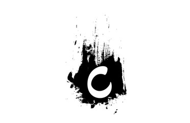 letter C grunge vintage alphabet letter logo with brush stroke icon design for business and company