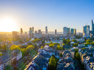 Obraz premium Frankfurt Skyline Droneshot with skyscrapers