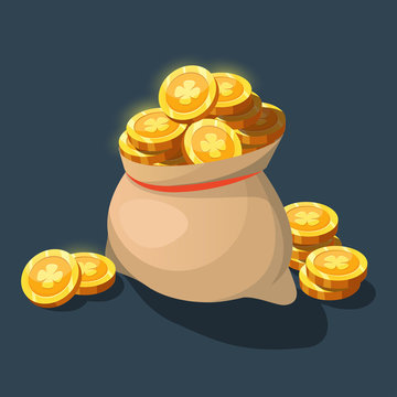 Bag Of Gold Coins. Money Bag For The Game Interface.