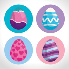 set of cute eggs easter decorated vector illustration design