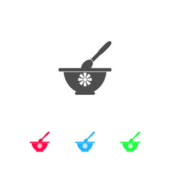 Mortar and pestle icon flat.
