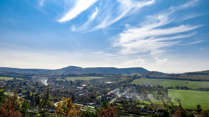 View over the Nograd village and the hill in the background