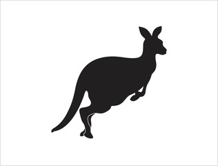 Graphical silhouette of kangaroo isolated on white background,vector illustration