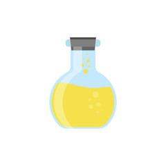 Chemical flask flat vector illustration. Vector isolated icon on white background
