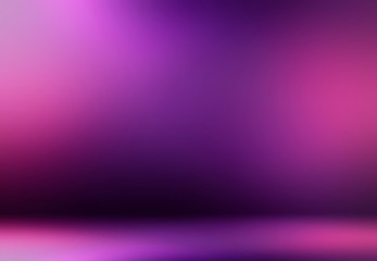 3d studio purple empty background. Wall and floor smooth texture decorated flares. Elite luxury room abstract illustration. Pink magenta lilac fradient blur pattern. © avextra