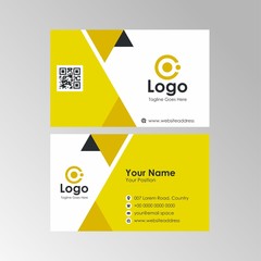 Simple fresh clean geometric business card with Yellow color design, professional name card template vector