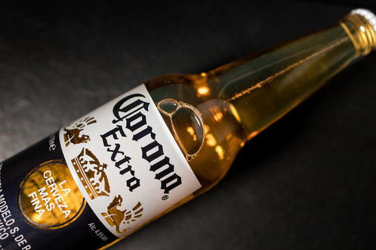 LONDON - MARCH 03, 2020: Corona lager beer bottle from Mexico