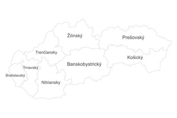 Slovakia detailed map with name labels. Perfect for business concepts, backgrounds, backdrop, poster, sticker, banner, label and wallpaper.