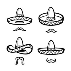 Sombrero set. Collection icon sombrero. Vector