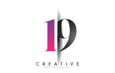 19 1 9 Number Logo with Creative Shadow Cut Design. - obrazy, fototapety, plakaty