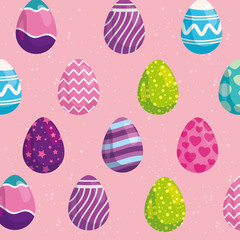 background of cute eggs easter decorated vector illustration design