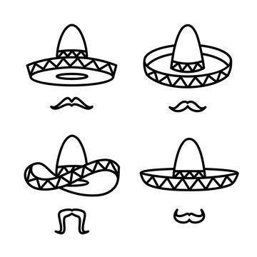 Sombrero set. Collection icon sombrero. Vector 