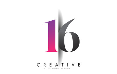 16 1 6 Number Logo with Creative Shadow Cut Design.