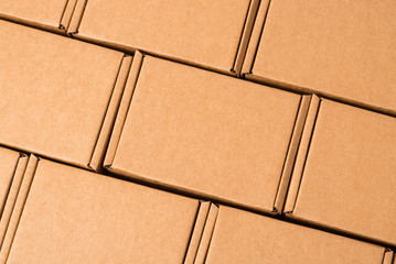 Set of brown cardboard boxes, textured, background