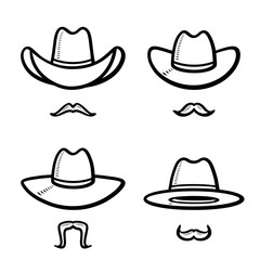 Cowboy hat set. Collection icon cowboy hat. Vector