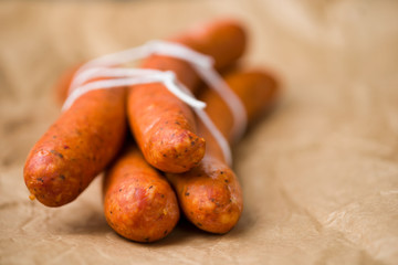 rustic raw uncooked spanish chorizo sausage