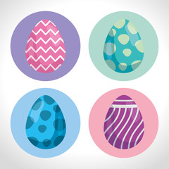 set of cute eggs easter decorated vector illustration design