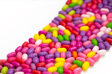 Close up to many small colorful sweet drops