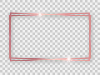 Double rose gold shiny 16x9 rectangular frame