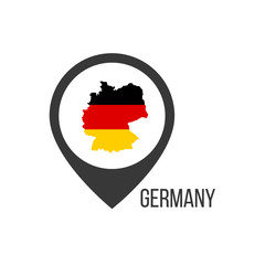 Map pointers with contry Germany. Germany flag. Stock vector illustration isolated on white background.