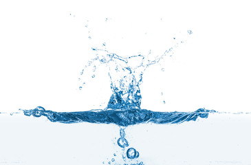 Splash of clear water isolated on white, closeup