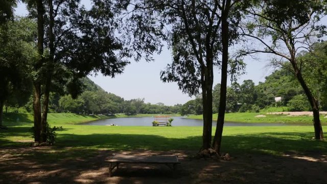 Camping zone along site the lake at Namtok Samlan National Park in Saraburi Province Thailand
