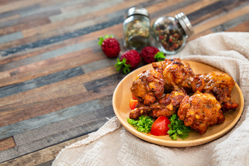 fried chicken wings on table