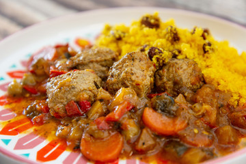 Moroccan beef kefta meatballs meatball and semolina