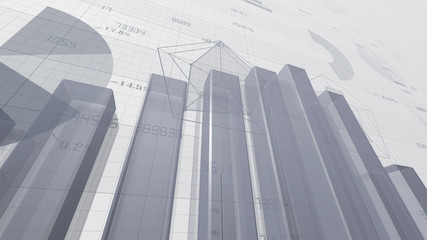 Naklejka premium Business Economy Data Graph Chart Bar Growth Success 3D illustration background
