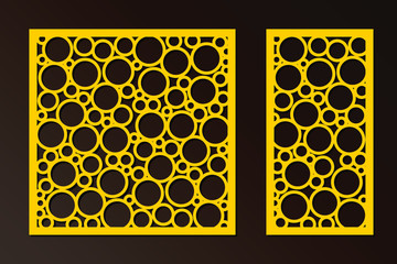 Laser cut panel with circles. Template for laser cutting. Suitable for printing invitations, cutting stencil, wood and metal decorations.