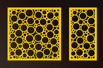 Laser cut panel with circles. Template for laser cutting. Suitable for printing invitations, cutting stencil, wood and metal decorations.