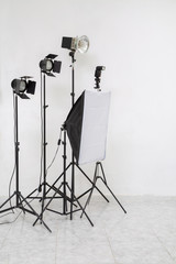 Photography studio, flash and lighting gear
