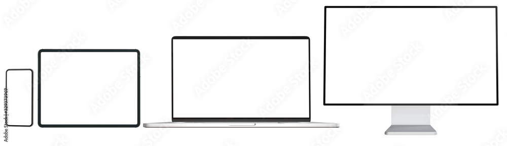 Aufkleber modern trendy devices blank screen.set of computer laptop tablet and smartphone mpty screen. mock up