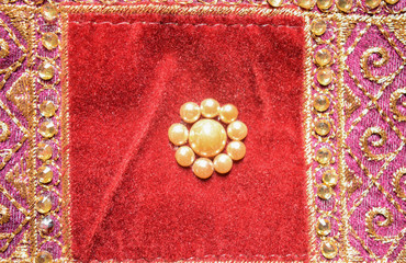 Beautiful Floral Embroidery Design On Light Maroon Color Fabric/Cloth