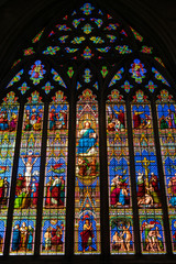 Stained glass windows inside Chichester cathedral