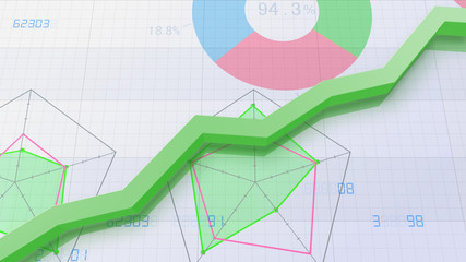 Fototapeta premium Business Economy Data Graph Chart Bar Growth Success 3D illustration background