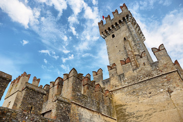 Rocca Scaligera castle in Sirmione town near Garda Lake in Italy