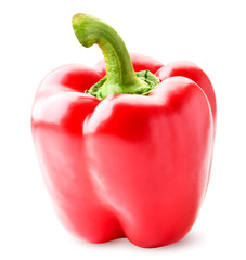 Red bell pepper close-up on a white. Isolated
