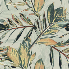 Leaves seamless pattern. Watercolor illustration. - 329377373